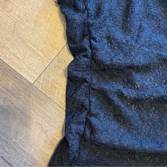 Intimately Free People Flirty Black Lace Sheer Mini Goth Ruched Dress UUU - Picture 3 of 3